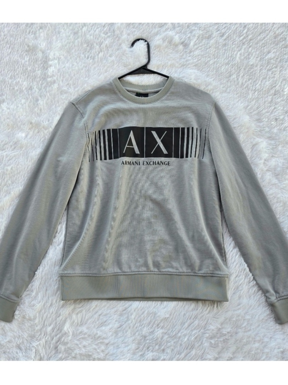 Armani Exchange AX Mens Grey Front Logo Crewneck Sweatshirt